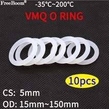 10pcs vmq o 링 씰 가스켓 cs 5mm od 15 150mm 실리콘 고무 절연 방수 와셔 원형 흰색 nontoxi, 외경 140mm 내경 130mm, 하얀, CS 5.0mm