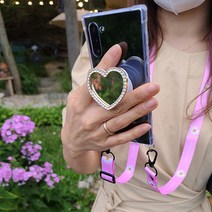 목걸이 갤럭시 A10e 케이스 (SM-A102N) 큐빅 거울 그립 스마트톡 실리콘 투명 젤리 폰커버