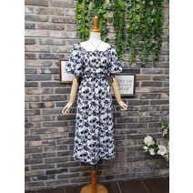 퐁당 / 스퀘어넥 밴딩 플라워 오프숄더 원피스