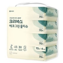 크리넥스 에코 그린 물티슈 캡형, 70매, 12팩