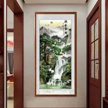 소나무 폭포 DIY 명화 보석십자수 동양화 비즈 자수 큐빅페인팅 건강 재물복 부모님 선물, 50x100cm, 1개