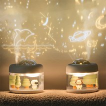 가정용 캠핑용 무드등 프로젝터 무선가습기 휴대용 무소음 초음파 미니가습기 500ml LLD-J221, 흰색, 사자