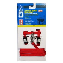 강아지산책알바 레드 자묘용 하네스 앞섬방지 착용감 반려견패션 편한줄 리드줄