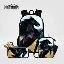 보냉백 마끼다 쿨러 배달가방 아이스박스 소프트 Dispalang 3 pcs 여성 남성 배낭 말 인쇄 어린이 bookbag, 16 분홍색