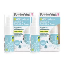 BetterYou 베터유 D400 유아용 비타민d 데일리 오랄 구강 스프레이 15ml D400 Infant Vitamin D Daily Oral Spray 15ml, 2개