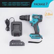 뿌레카 함마 드릴 해머 18V 3 in 1 무선 전기 브러시리스 임팩/해머 드릴 및 스크루 드라이버 13mm 20 +, 11 Blue 1Battery 2.0A_03 UK