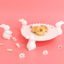 래빗 화이트 케익 스탠드 받침대, 1-1.원형1호(21cm)+토끼3P