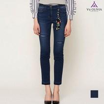 올리비아로렌 스카프장식 디스트로이드 데님 팬츠 VVCMPUS2111