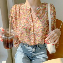 체니 플라워 블라우스