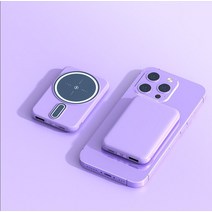 태양광 배터리 20000mAh 자기 보조베터리 Magsafe 휴대용 충전기 무선 빠른 충전 외부 아이폰 호환 14 12 13 pro max, 04 Purple