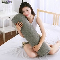 1300K 홈스테이 면마 원통 쿠션 15x60cm 카키그레이, 단품