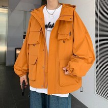 DuckLady 봄가을 아웃도어 스포츠 경량 바람막이 루즈핏 후드 캐주얼 멀티 포켓 남녀 커플 자켓 등산복