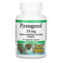 네추럴팩터스 Natural Factors 피크노제놀 소나무껍질추출물 25mg 베지캡슐 60정, 1개, 기본