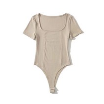 잘생쁨 여자바디프로필의상 스퀘어넥 절개 반팔 하이레그 바디수트 요가복 필라테스복