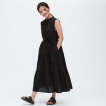 유니클로 민소매 면 캉캉 롱 원피스