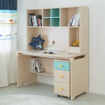 [20조한정 추가할인쿠폰] 에보니아 레이 전면책상1200, 전면책상(십자선반포함)+서랍장+LED스탠드 민트