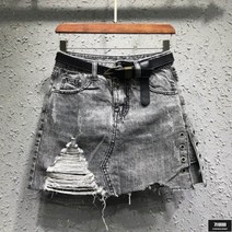 가바바 여성 빅사이즈 미니스커트 걸크러쉬를 뽐내기 좋은 캐주얼 데님치마 5XL까지 G63302