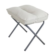 HK.sell 접이식 쿠션 의자겸 발받침 간이의자 보조의자, HK접이식 쿠션 의자겸 발받침-아이보리 인조가죽
