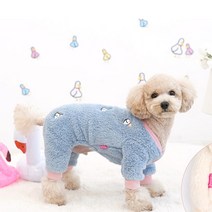 올인원 애견방한복 강아지입히기쉬운옷 플리스 소프트 강아지 아우터 애견 후리스 S 3XL, 블루