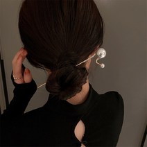 진주 비녀 올림머리 꽂는법 비녀핀 웨딩헤어장식, 더블진주골드