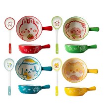 BLOWFISH FUGU도자기 손잡이그릇4p/1p우동그릇 손잡이 스프그릇 북유럽 라면 그릇 그릇 세트 +랜덤 사은품, A+B+C+D