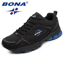 남성 런닝화 해외 직구 Bona new classics style 남성 운동화 레이스 업 남성 스포츠 신발 가죽 남성 야외 조깅 운동화 편안한