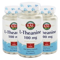 Kal L-테아닌 100mg 타블렛, 30정, 3개