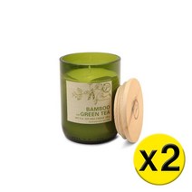 2팩 Paddywax 패디왁스 - Eco Green Glass 100% Soy Wax Candle Bamboo & Green Tea - 에코 그린 글라스 100% 소이 왁스 캔들