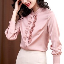 HB/ 모아미 프릴 새틴 긴팔 블라우스