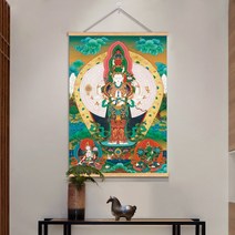 탱화 불상 불당 보살 큐빅 그림 만들기 비즈 구슬자수 diy 대형 보석십자수 재료 세트, 90x120cm 전체 원형 큐빅