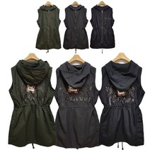 메트 꽃프린트 자수 후드 야상조끼