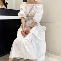 스퀘어넥 레이스 오프숄더원피스