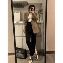 세련된 흰색 정장 재킷 여성 작은 2022 봄과 가을 새로운 한국어 버전 캐주얼 기질 짧은 정장 탑