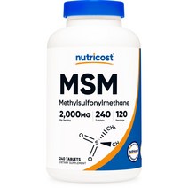 Nutricost MSM Methylsulfonylmethane 뉴트리코스트 MSM 메틸설포닐메탄 2000mg 240정, 1개, 기본