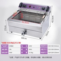 전기 업소용 튀김기 20L 대용량 치킨 텐동 온도조절 전기튀김기, 30L 이중 온도조절 튀김기 + 대형 망