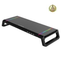 포테가르 LED라이트 USB포트 모니터 받침대, 블랙