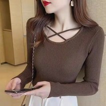 모니카제이 크로스 골지 니트 탑