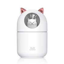 야옹이 가습기 300ml 대용량 사무실 미니 가습기 USB 가습기 무드등 필터 5개 포함, 화이트