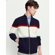 22SS [populet]네이비 컬러블록 면혼방 집업가디건 WHSW2A102N2
