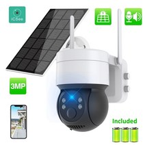 태양열 카메라 cctv 보안 태양광 무선 ip 실외 방수 야외 a 도난 sol r c mer color night vision icsee sol r security c mer, 캠 x 배터리 x 128g