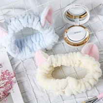 고양이 샤워 세안 세면 세수 헤어밴드, 핑크
