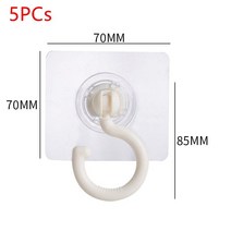 강력한 자체 접착 투명 벽걸이 후크 20 개 주방 욕실 용 무거운 부하 걸이, 5pcs K2