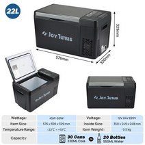 Joytutus 22L 자동차 미니 냉장고 12V 휴대용 압축기 냉장고 전기 아이스박스 캠핑 쿨러 5 일 배달 시간 한국