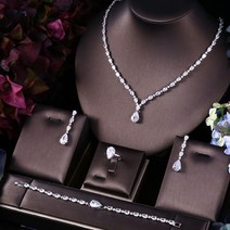 janekelly 4pcs 신부 지르코니아 전체 보석 세트 여성 파티 럭셔리 두바이 나이지리아 cz 크리스탈 웨딩 쥬얼리 세트