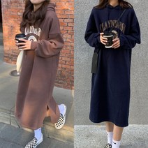 기모 루즈핏 후드 롱 원피스 DHH-B100 점프수트 미니 드레스