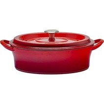 일본직발송 4. 좋은 플러스 굿 플러스 (GOODPLUS+) 캐스트 포트 타원형 26CM 얕은 금형 레드【주물 홀로, 타원형 26CM 얕은  레드