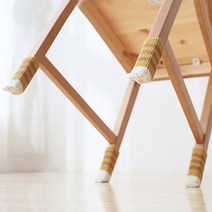층간소음 예방 냐옹이 의자 다리 양말 커버 4P세트 마루 상처 방지, 블랙