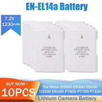 1230mAh EN-EL14a ENEL14a EN EL14a 리튬 충전지 Nikon D5500 D5300 D5200 D3200 D3300 D5100 P7800 P7700 P7100, [05] 10개 세트