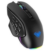 AULA H510 MMO RGB 게이밍 마우스 사이드 버튼 14 매크로 프로그래밍 키 최대 10000 인치 당 점 USB 유선 백라이트 마우스 PC 노트북, Black, CHINA