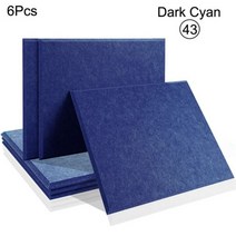 방음보드 흡음 차음 패드 TOUO-방음 벽 패널 6 개 단열 흡수 재료 도어 씰 스트립 스튜디오 사운드, [01] Rectangle, [17] 43 Drak Cyan, [01] 0.8cm Medium Density